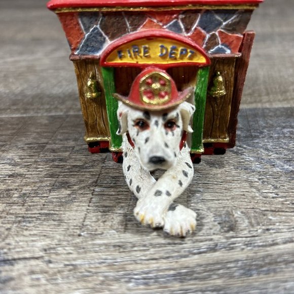 Dalmatian Dog in Fire Dept Doghouse Fire Station Christmas Ornament Fire Hydrant - Picture 3 of 10